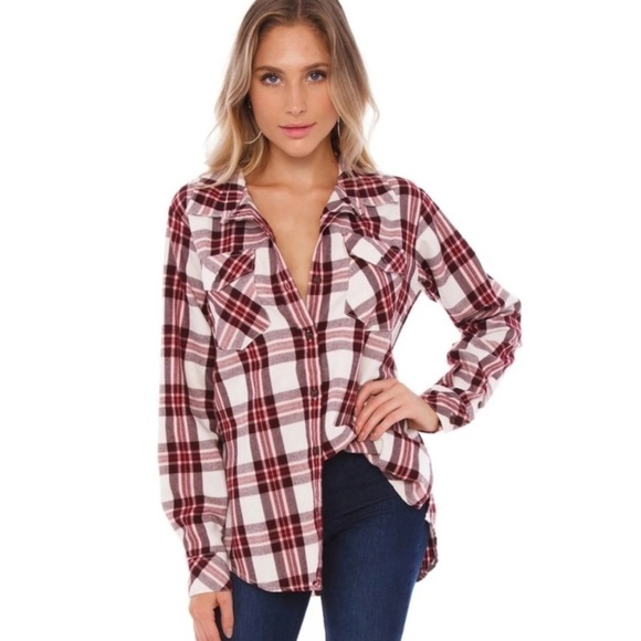 Sanctuary Tops - NWT Sanctuary Boyfriend For Life Renegade Plaid Button Down Long Sleeve Top
